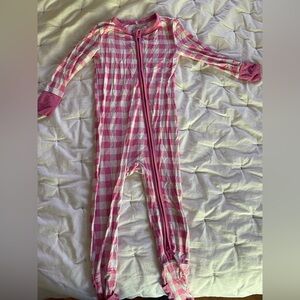 Posh Peanut pink gingham convertible footie sleeper